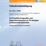 Zertifikat Drohnenthermografie und Elektrolumineszenz